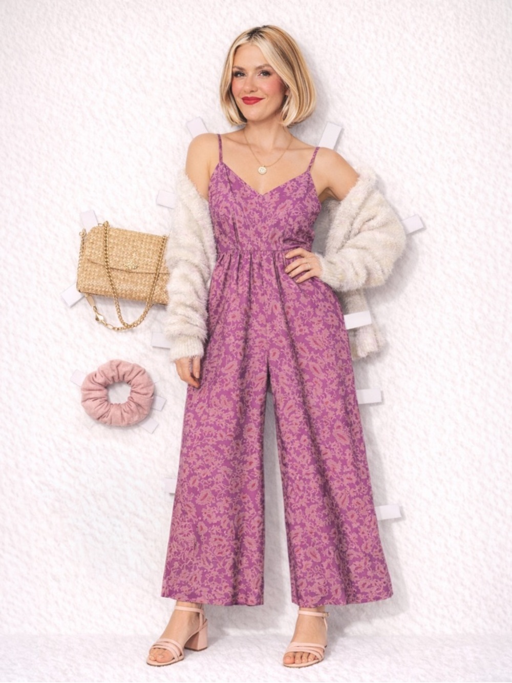 Knox Rose paisley jumpsuit, romper, boho size M